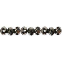 Creotime Facettpärlor, metallicgrå, stl. 5x6 mm, Hålstl. 1 mm, 100 st. 1 förp