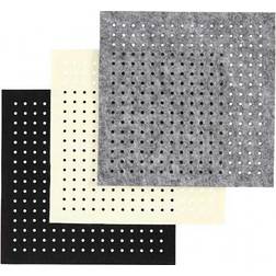Creativ Company Filt med huller, ark 20x20 cm, tykkelse 3 mm, grå, off-white, sort, 12
