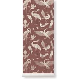 Ferm Living Katie Scott Wallpaper Birds, Dusty Red