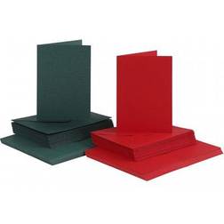 Cards and Envelopes, card size 10,5x15 cm, envelope size 11,5x16,5 cm, 110 230 g, green, red, 50 set/ 1 pack