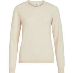 Object Objthess L/S O-Neck Knit Pullover - Beige