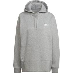 Adidas Women's Essentials Studio Fleece Hoodie - Medium Grey Heather/White