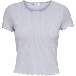 Only Emma Short Sleeves Rib Top - Halogen Blue