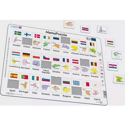 Larsen MemoPuzzle Names Flags & Capitals of 27 EU Member States 54 Pieces