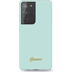 Guess GUHCS21LLSLMGLB Coque de Protection en Silicone pour S21 Ultra G998 Bleu