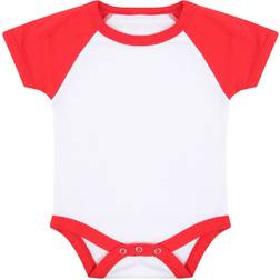 Larkwood Baby's Essential Short Sleeve Baseball Bodysuit - White/Red