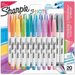 Sharpie S-Note, bred spids, assorterede farver, 20 stk