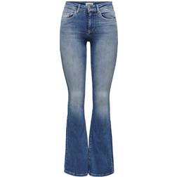 Only Blush Life Mi Flared Bootcut Jeans - Blue/Medium Blue Denim