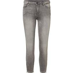 Noisy May Kimmy Cropped Normal Waist Skinny Fit Jeans - Light Grey Denim