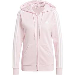 Adidas Women Essentials French Terry 3-Stripes Full-Zip Hoodie - Clear Pink/White