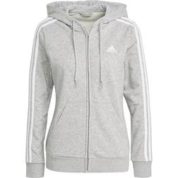 Adidas Essentials French Terry 3-Stripes Full-Zip - Medium Grey Heather/White