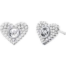 Michael Kors Pavé Heart Stud Earrings - Silver/Transparent