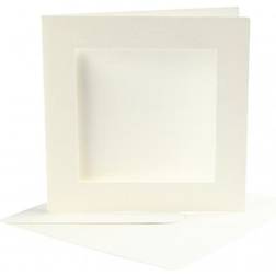 Creativ Company Passepartoutkort med kuvert, kort str. 12,5x12,5 cm, kuvert str. 13,5x13,5 cm, off-white, kvadratisk, 10sæt, 220 g