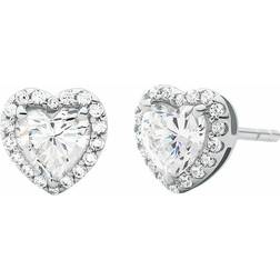 Michael Kors Brilliance Heart Cluster Stud Earrings - Silver/Transparent