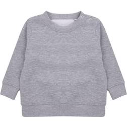 Larkwood Baby's Crew Neck Sweatshirt with Shoulder Poppers - Grey Heather