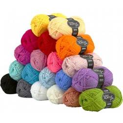 Creativ Company Fantasia Acrylic Yarn, L: 80 m, assorted colours, 20x50 g/ 1 pack