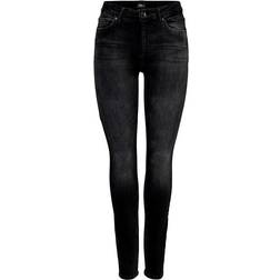 Only Blush Life Mid Skinny Fit Jeans - Black/Black Denim