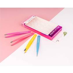 Brushworks Brushworks HD 4 Piece Combination Tweezer Set Neon