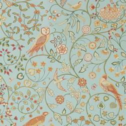 William Morris Eulen Tapete Newill von & Co. Peppermint/ Russet turquoise