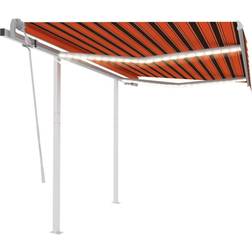 vidaXL Tenda Da Sole Retrattile Manuale Led 3 x 2.5 cm Arancio Marrone 300x250cm