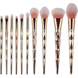 B2X Makeup Børstesæt, 10 Børster Rosaguld Pink Gold