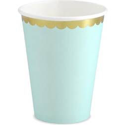 PartyDeco Mint/Guld Papkrus 6 stk