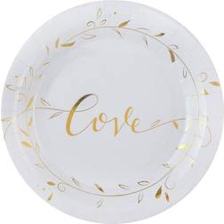 Santex 10 stk. Paptallerkner Just Married Guld