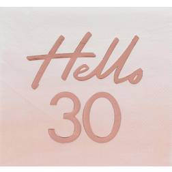 Ginger Ray Pink & Rose Gold Foiled Hello 30th Birthday Party Paper Napkins 16 Pack