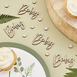 Ginger Ray Botanical Baby Shower Wooden Scripted Confetti Wood