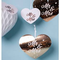 Folat Dekorations hjerter "Mr and Mrs" 5 stk