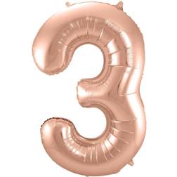 Folat folieballong nummer 3 roséguld 86 cm