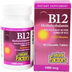 Natural Factors B12 Methylcobalamin 1000 mcg 90 Chewable Tablets