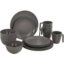 Bo-Camp 16 Piece Tableware Stone Melamine Grey