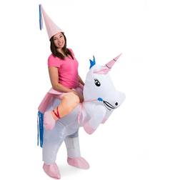 Folat oppusteligt kostume Unicorn dame hvid/pink one-size