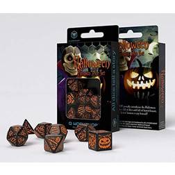 Q Workshop Halloween Pompoen Zwart Oranje Dice Set 7
