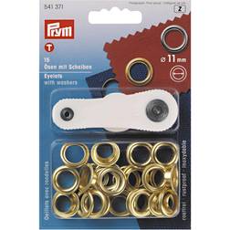 Prym Metal Eyelets and Washers, 11mm, Pack of 15, Gold