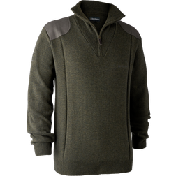 Deerhunter Sheffield stickad pullover med kort dragkedja, Green Melange