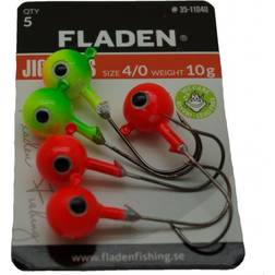 Fladen Jigghuvud R�d/Gul (5-pack) 10g, 4/0
