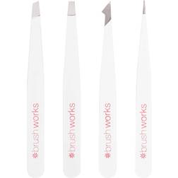 Brushworks brushworks HD 4 Piece Combination Tweezer Set White