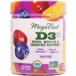 MegaFood D3 Wellness 1000 IU Mixed Fruit 70 Gummies