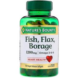 Natures Bounty Fish Flax Borage 1200 mg. 72 Softgels