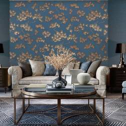 Dutch Wallcoverings Wallpaper Pine Tree Gold and Blue