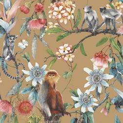 Galerie Noordwand Wallpaper Exotic Monkeys Gold