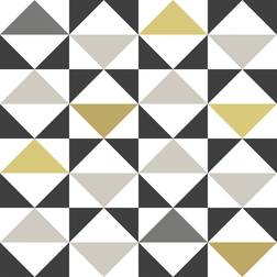 ESTAhome ESTAHOME tapet grafiska trianglar vitt, svart, grått och ockra