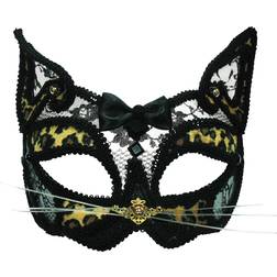 Bristol Novelty Unisex Transparent Lace Leopard Mask (One Size) (Black/Gold/Brown)