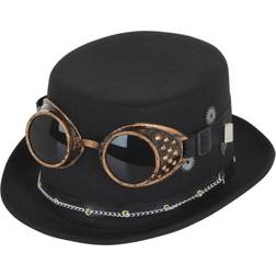 Bristol Novelty Bristol Novelty Unisex Adults Steampunk Top Hat And Goggles (One Size) (Black/Bronze)
