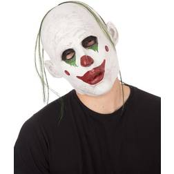 Bristol Novelty Unisex Adults Realistic Clown With Hair Halloween Mask (One Size) (White/Red/Green)