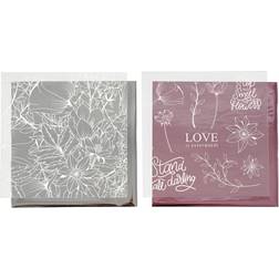 Vivi Gade Dekorationsfolie og design limark, ark 15x15 cm, sølv, rosa, blomster, 4ark