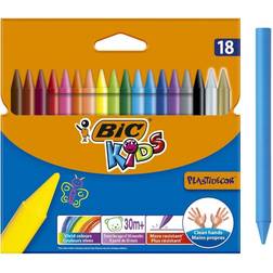 Bic Kids Plastidecor Colouring Crayons Assorted Colours, Cardboard Wallet of 18