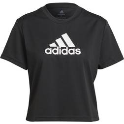 Adidas Aeroready Designed 2 Move Logo Sport Cropped T-shirt Women - Black/White